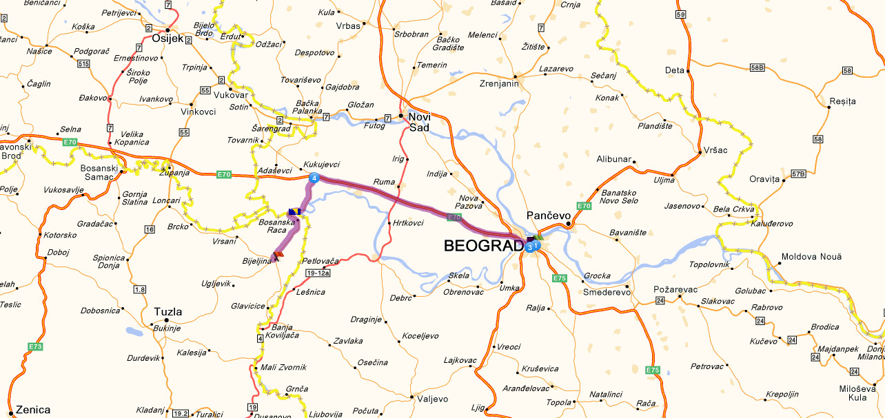 mapa beograda najkraci put beograd bijeljina put | mapa mapa beograda najkraci put